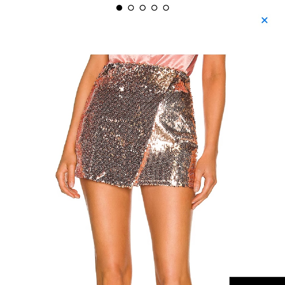 Superdown Rose Gold/ blush Sequin Wrap Mini Skirt